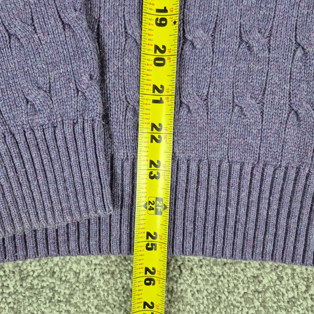 Polo Ralph Lauren 100% Silk Cable Knit Sweater Mens Large Purple V-Neck - Picture 4 of 6